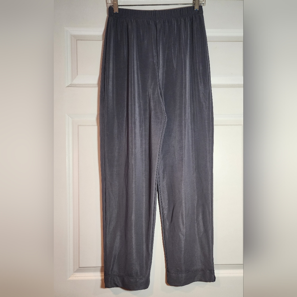 Susan Graver Stretchy Gray Pull On Straight Leg Pants With Shine S
